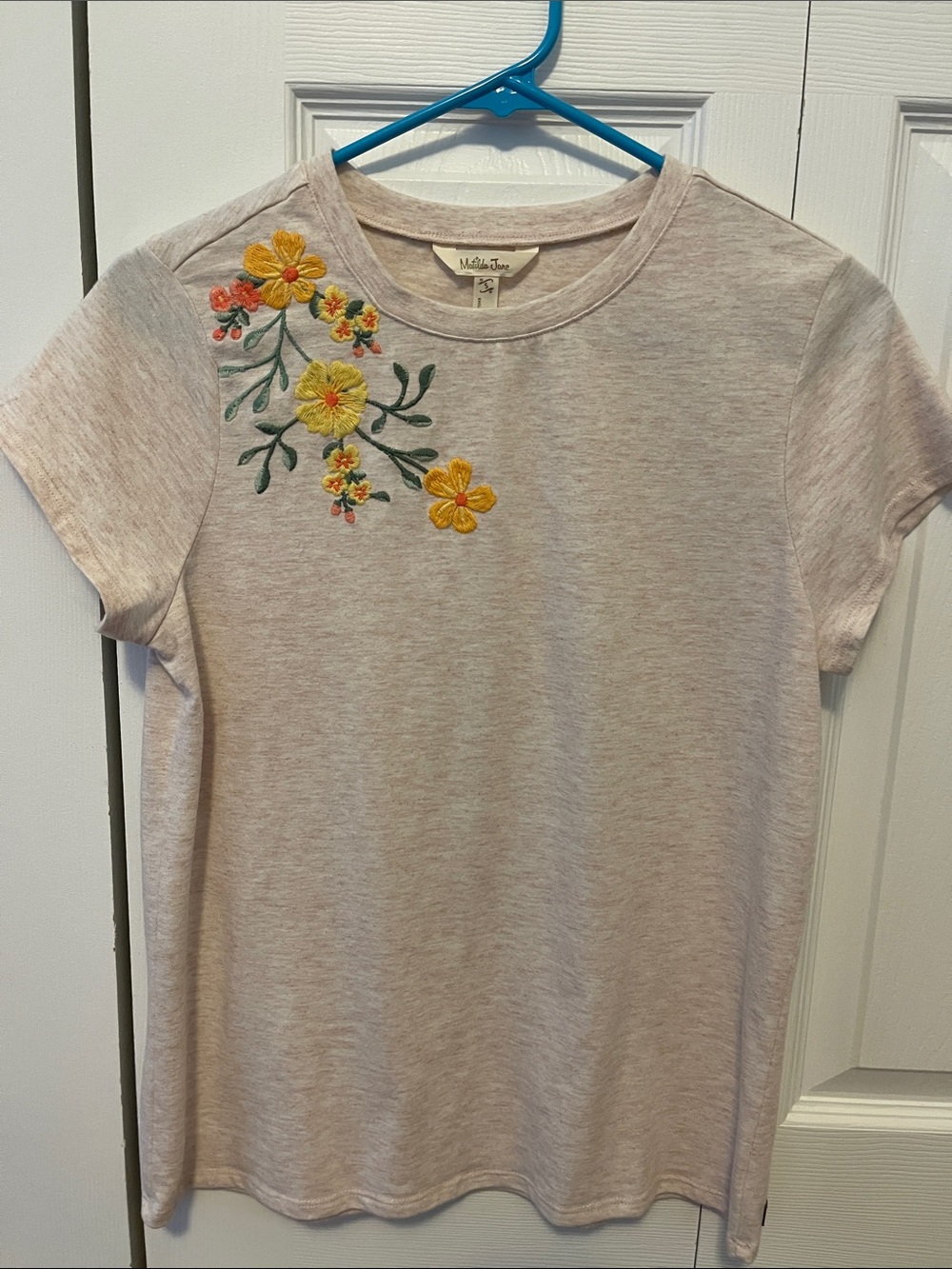 Matilda Jane Cream Tee with Yellow & Orange Floral Embroidery